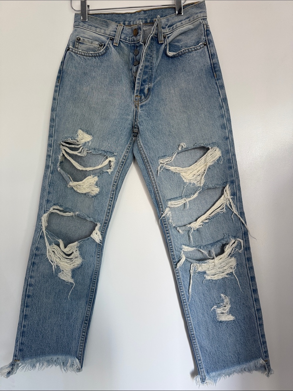 Carmar Light Blue Ripped Straight-Leg Jeans